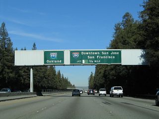 The next exit along California 17 north is Exits 26A-B, Interstate 280 and Interstate 880. Interstate 280 travels north along the Father Junipero Serra Freeway toward San Francisco by mostly avoiding the cities that dominate the U.S. 101 corridor between San Jose and San Francisco. From this interchange, Interstate 280 (Sinclair Freeway) travels east toward U.S. 101 and Interstate 680. At this interchange, California 17 ends, and Interstate 880 continues north on the Nimitz Freeway toward Oakland.