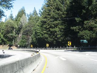 Sight distances are limited as northbound California 17 approaches Glenwood Cutoff west to the residential area of Glenwood and Tucker Road east to an eventual dead end.