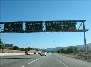 Southbound California 17 reaches its junction with California 85 (West Valley Freeway). Use California 85 north to reach Interstate 280 northbound in Cupertino and U.S. 101 (Bayshore Freeway) northbound in Mountain View. Heading southeast, California 85 connects to U.S. 101 south of San Jose.
