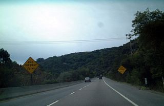 Southbound California 17 at the end of the freeway and beginning of expressway section around Milepost 19.