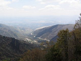View of southbound California 18 as heads down the mountain toward San Bernardino. The vantage point for this photo is the old alignment of California 18 near Crestline.