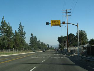 Southbound California 18/Waterman Avenue approaches 40th Street in San Bernardino.