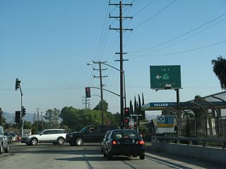 Southbound California 18/Waterman Avenue meets California 210 east to Redlands (at the time this photo was taken, California 210 was still signed as California 30). This marks the southern terminus of California 18, although no end shields are present here.