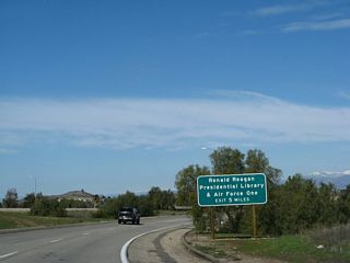 To the Ronald Reagan Presidential Library and Air Force One, follow California 23 north to Exit 17, Olsen Road (five miles north of here).