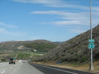 A California 23 north reassurance shield is posted after the on-ramp from Olsen Road.