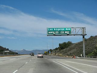 The next two exits along California 23 (Moorpark Freeway) north are Exit 20A, California 118 (Los Angeles Avenue) west and California 23 north to Fillmore and Exit 20B, California 118 (Simi Valley / Ronald Reagan Freeway) east to Simi Valley and Los Angeles.