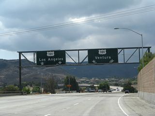 After the off-ramp to Hillcrest Drive, southbound California 23 splits at Exits 12B-A, U.S. 101 (Ventura Freeway). Stay left for the continuation of California 23. U.S. 101 and California 23 share alignment briefly before California 23 resumes its journey south to the ocean via Westlake Boulevard and Decker Road. Stay right to follow U.S. 101 north (west) to Ventura, Santa Barbara, and points north via the Central Coast.