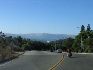 Two-lane California 27 widens and becomes more suburban as it descends from the Santa Monica Mountains into the San Fernando Valley and the Woodland Hills community of the city of Los Angeles.