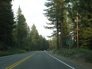 Eastbound California 28 approaches Villas Drive.