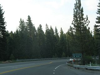 The next left from California 28 east is with Old County Road. Despite the name, this does not appear to be an old alignment of California 28.