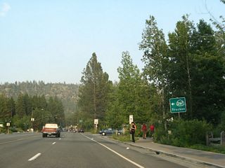 The next traffic signal along California 28 east is with California 267 (North Shore Boulevard) north to Truckee and Interstate 80.