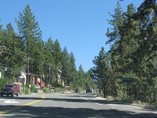 Immediately thereafter, eastbound California 28 (North Tahoe Boulevard) enters the unincorporated community of Brockway. This is the last community along eastbound California 28 before the route enters Crystal Bay, Nevada.