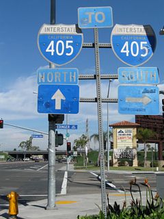 Interstate 405 travels southeast to Irvine and San Diego.