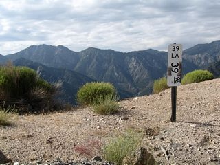 Just prior to the closure gate is this California 39 postmile marker (Los Angeles County, Mile 39.96).