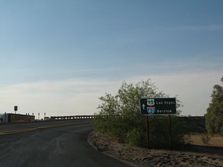 U.S. 95 extends north from I-40 through Piute Valley to Searchlight and Las Vegas, Nevada.
