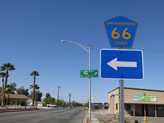 Historic U.S. 66 turns west with County Route 66 along Needles Highway.