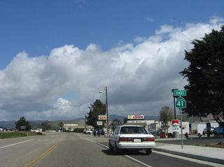 After separating from California 1 (Cabrillo Highway) in the city of Morro Bay (population 10,350 as of the 2000 Census), this reassurance shield for California 41 east is posted along Atascadero Road, which becomes the E.G. Lewis Highway.