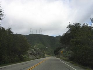 Overhead power lines spanning SR 41 between Dark Range Peak and Cerro Alto are part of the connection between the Diablo Canyon Nuclear Power Generating Station and the Path 15 500kV power lines in the Central Valley.