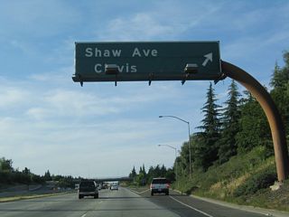 Northbound California 41 (Eisenhower / Yosemite Freeway) reaches Exit 132, Shaw Avenue east to Clovis. With the construction of the Sierra Freeway, California 168 now begins at California 180 near the airport and travels northeast as a freeway to the California State University at Fresno.