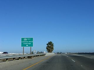 SR 198 continues west from SR 41 along a controlled access expressway to Lemoore Station en route to Coalinga and U.S. 101 near San Lucas.