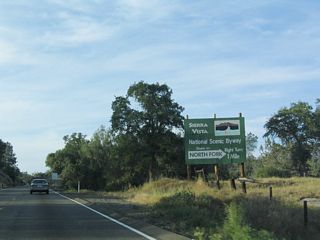 Northbound California 41 approaches Road 200 (North Fork Road) east to the Sierra Vista National Scenic Byway. Visit the link to see the map to the scenic byway, which offers stunning views of High Sierra scenery.