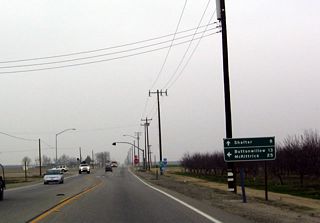 California 43 continues north toward Shafter, Wasco, and Corcoran. California 58 turns left here, headed toward Buttonwillow, McKittrick, Carrizo Plain National Monument, and Santa Margarita.