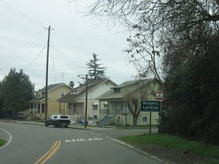 After passing over Sycamore Slough, California 45 enters the unincorporated community of Knights Landing. The southern terminus of California 45 and the junction with California 113 (historic U.S. 40 Alternate) is a short distance ahead.