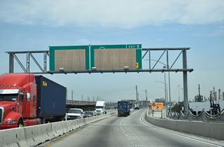 SR 47 branches northwest from SR 103 (Terminal Island Freeway) onto Henry Ford Avenue at Exit 4. Henry Ford Avenue intersects Pier A Way before crossing Dominguez Channel ahead of Anaheim Street at the Wilmington neighborhood in Los Angeles.