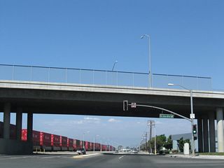 Alameda Street leaves the city of Carson and enters unincorporated Rancho Dominguez at the grade separated intersection with Del Amo Boulevard.