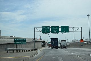 SR 47 intersects S Pier Avenue north to various container terminals within the Port of Los Angeles and Port of Long Beach.