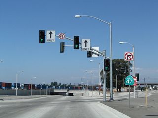 The SR 47 reassurance marker at Santa Fe Avenue in Rancho Dominguez was removed by 2021.
