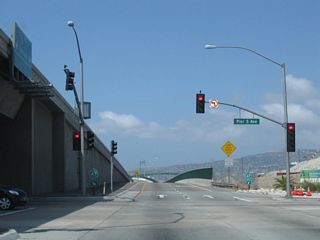 SR 47 overtakes Ocean Boulevard from the south end of Interstate 710. Ocean Boulevard changes into Seaside Avenue where SR 47 leaves Long Beach and reenters Los Angeles.
