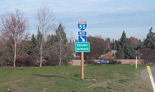 Long since corrected, this shield assembly erroneously showed an Interstate 50 shield in lieu of a U.S. 50 shield.