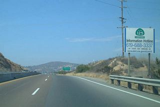 A California 125 Corridor information signage was placed along eastbound California 54 between Sweetwater Road and Jamacha Boulevard to advise motorists of changing conditions along the then-future freeway corridor.