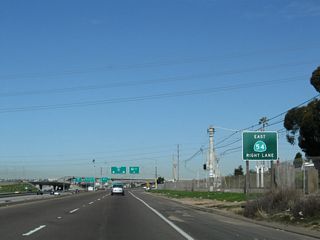 Turning from San Diego County S-17/E Street, the on-ramp north connects to both Interstate 5 (Montgomery Freeway) north and California 54 (Filipino-American Highway).