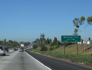 California 54 enters the city of National City(founded on July 7, 1868 and incorporated on September 17, 1887). National City had a population of 54,260 as of the 2000 census.