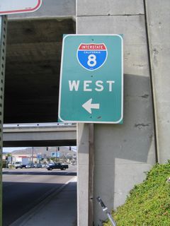 Removed in 2019, a guide sign for I-8 west appeared along SR 54 Business (Second Street) north at the Interstate 8 over crossing.