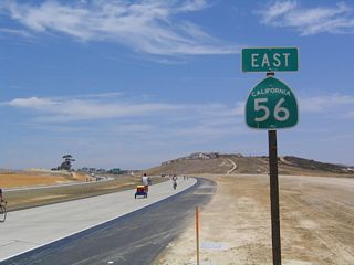 California 56 eastbound after the Carmel Valley Road interchange.