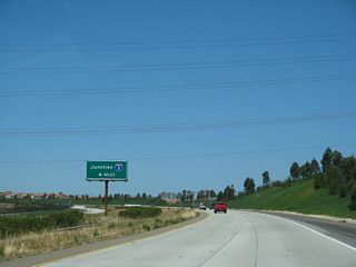The end of the California 56 (Ted Williams Freeway) is four miles ahead at the junction with Interstate 5 in Carmel Valley.