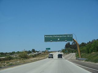 Westbound California 56 (Ted Williams Freeway) reaches Exit 8, Rancho Peñasquitos Boulevard.