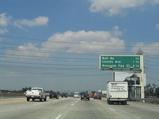 The next three exits along northbound California 57 (Orange Freeway) are Exit 3, Ball Road; Exit 4, Lincoln Avenue; and Exit 5, California 91 (Riverside Freeway).