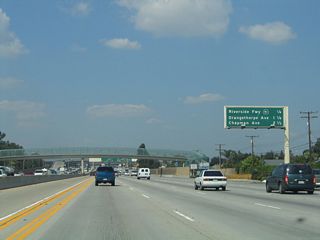 The next three exits along northbound California 57 (Orange Freeway) are Exits 5A-B, California 91 (Riverside Freeway); Exit 6A, Orangethorpe Avenue; and Exit 6B, Chapman Avenue.
