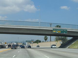 Orangethorpe Avenue parallels California 91 through Orange and Fullerton. Fullerton sits to the west of California 57, while California 57 passes through Orange.