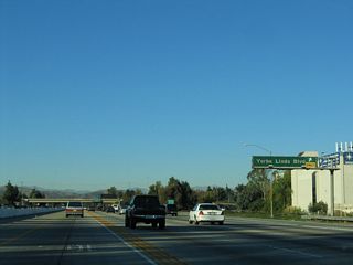 Northbound California 57 reaches Exit 8, Yorba Linda Boulevard.