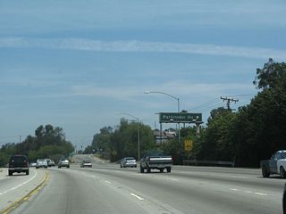 Northbound California 57 (Orange Freeway) reaches Exit 15, Pathfinder Road. Pathfinder Road heads west along the bottom of the Puente Hills, connecting to Fullerton Road near Rowland Heights. Looking east, Pathfinder Road connects with Diamond Bar Boulevard.