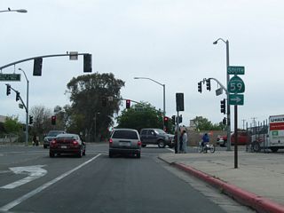 Continuing south on 13th Street, California 59 prepares to turn right from 13th Street onto Martin Luther King, Jr. Way.
