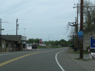 At the intersection with Montgomery Street in Snelling, westbound Merced County J-16 splits off toward Keyes along the California 99 corridor. Meanwhile, California 59 proceeds southwest toward Merced.