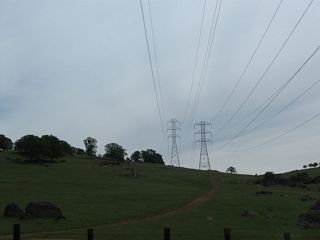 The tower design for these Pacific Gas and Electric power lines is fairly typical.