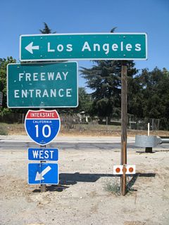 The entrance ramp from the 6th Street exit links SR 60 east with I-10 (Redlands Freeway) west. U.S. 70 west and U.S. 99 north formerly combined with I-10 from U.S. 60 here.