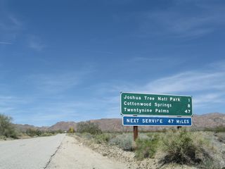 Cottonwood Springs Road continues north from Interstate 10 into Joshua Tree National Park.